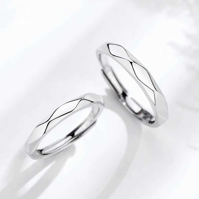 Black and White Rhombus Ring A Pair Couple Rings Open Adjustable Ring Eachother Lovers Minimalist Ring Gift Wedding Rings W250207