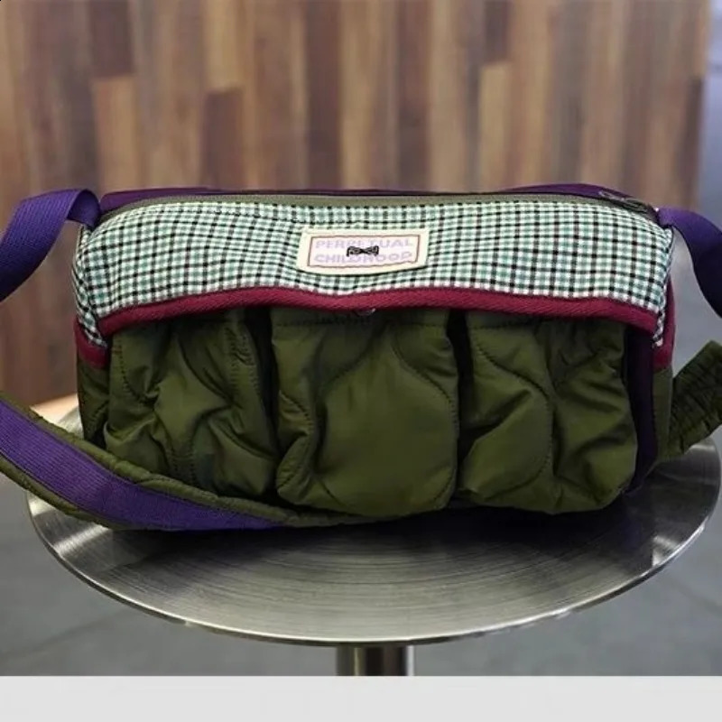 Patchwork Contrast Color Plaid Womens Handbags Vintage Grunge Harajuku Shoulder Bag Fashion Y2k Aesthetic Casual Crossbody Bags 240926