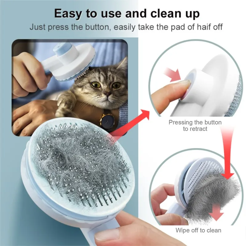 Self Cleaning Slicker Brush for Dog Cat Pet Comb Remover Undercoat Tangled Hair Massages Particle Cat Combs Improves Circulation