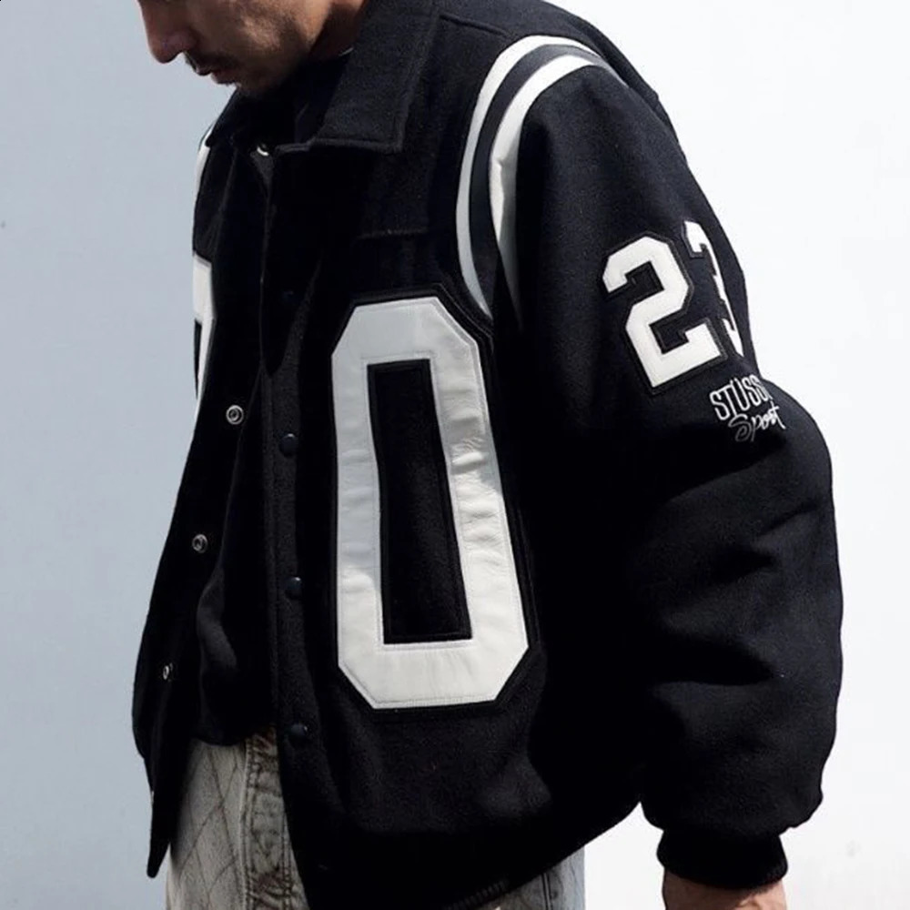 American Thick Cold Jacket Autumn Winter Street Stand up Embroidered Comparison Hip Hop Baseball Uniform 240906