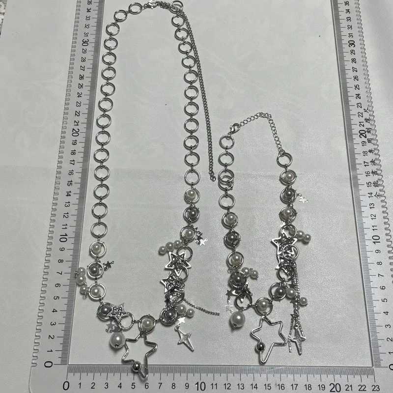 New Korean sparkling rhinestone star pentagonal waist chain used for sparkling crystal pearl chains tassel bands body Chian Y2K jewelry X250410