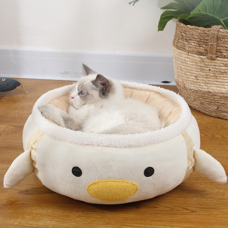Pet Cat & Dog Short Plush Hammock Round Home Cushion Warm Basket Nest Kennel for Cat's House