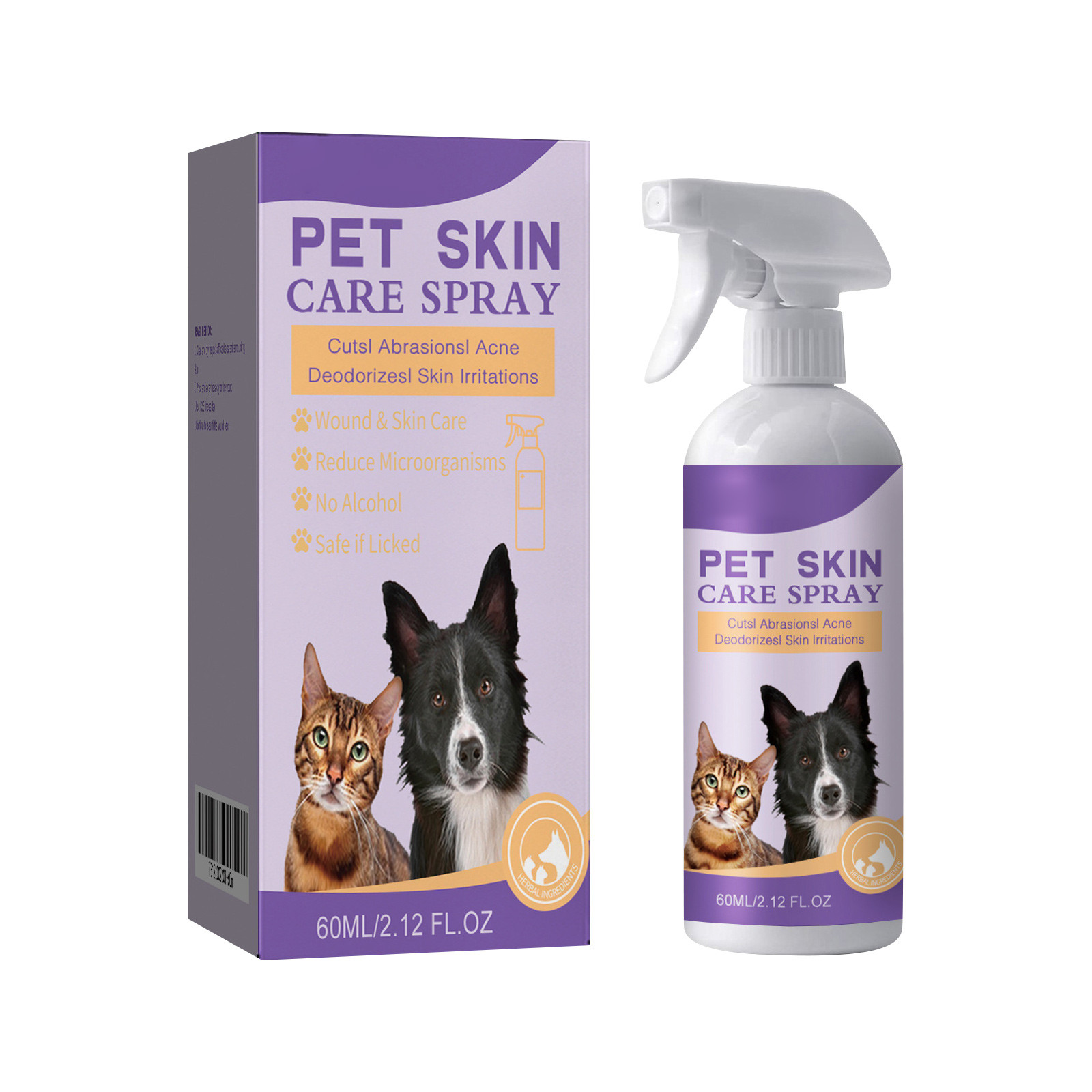 2024 New Pet Relieving Skin Spray Relieving Dog And Cat Skin Itching Removing Mites Relieving Itching Cleaning 60ml