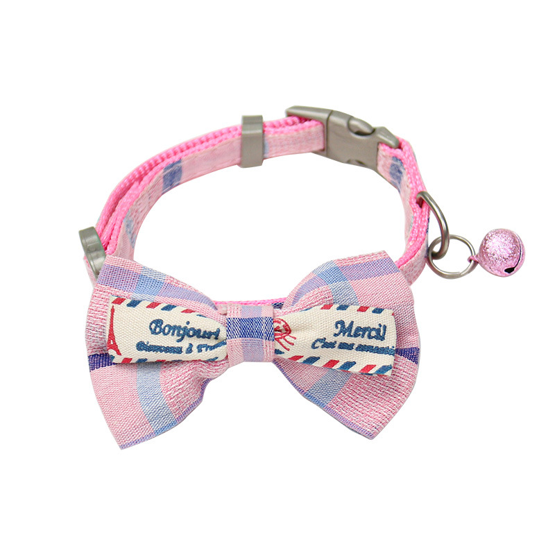 Bow Cat Collar Adjustable Plaid Cat Collars with Cute Bow and Bell To Prevent Lost Pet Collars for Cats and Puppies Accessories