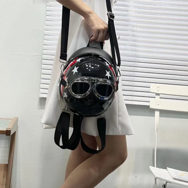 Personalized Helmet Women Backpacks Creative Hiphop Shoulder Crossbody Bags Chic Travel Back Packs for Girls Y2K Sac 240907