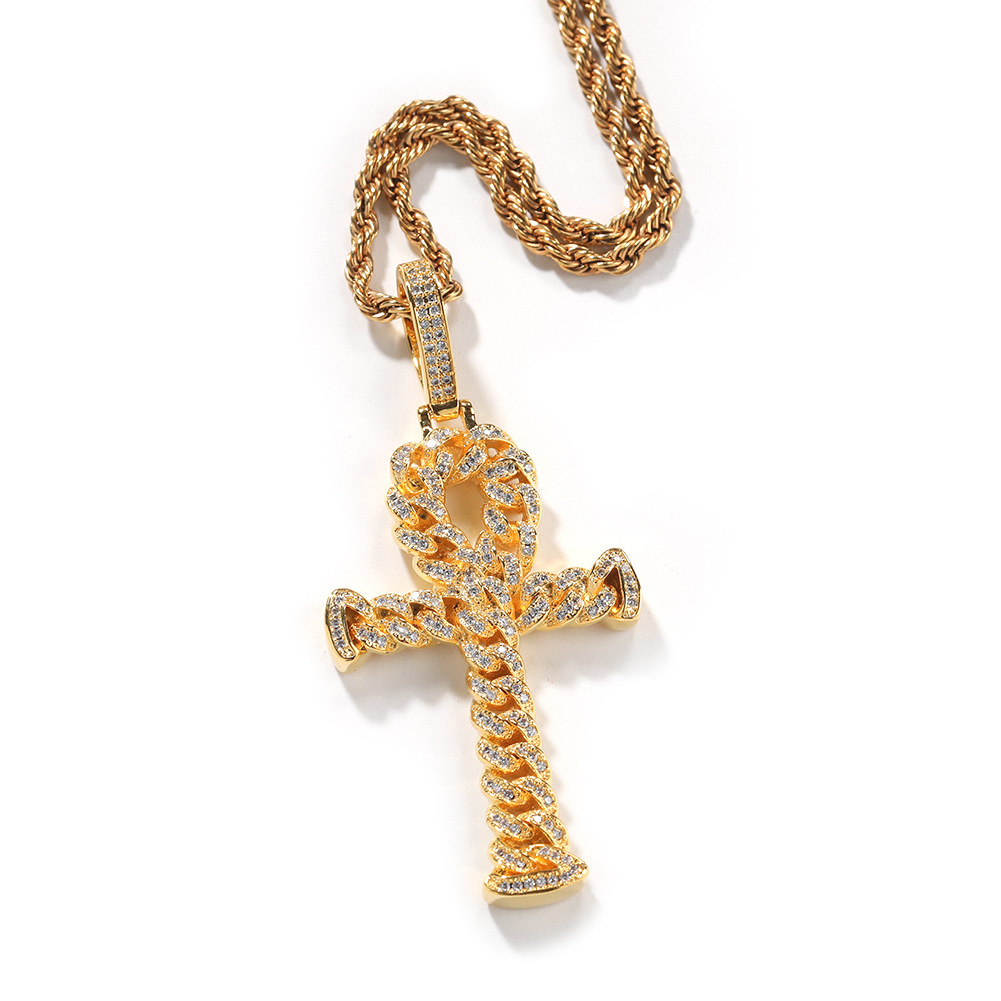Pendant Necklaces Men Women Hip Hop Lover Heart Cross Pendant Necklace 5A Zircon White Gold Plated Jewelry