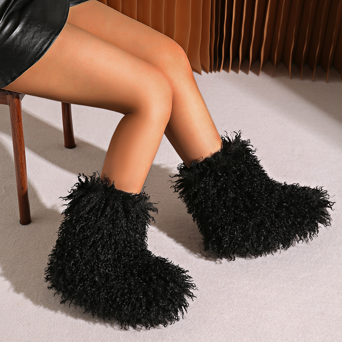 Women boots Fashion winter booties black white brown snow boot ankle high fur Walking Sneakers