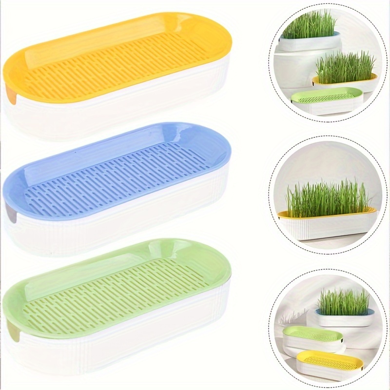 3-Piece Hydroponic Cat Grass Planters - Soil-Free, Easy-To-Grow Treat Dispenser Set For Cats