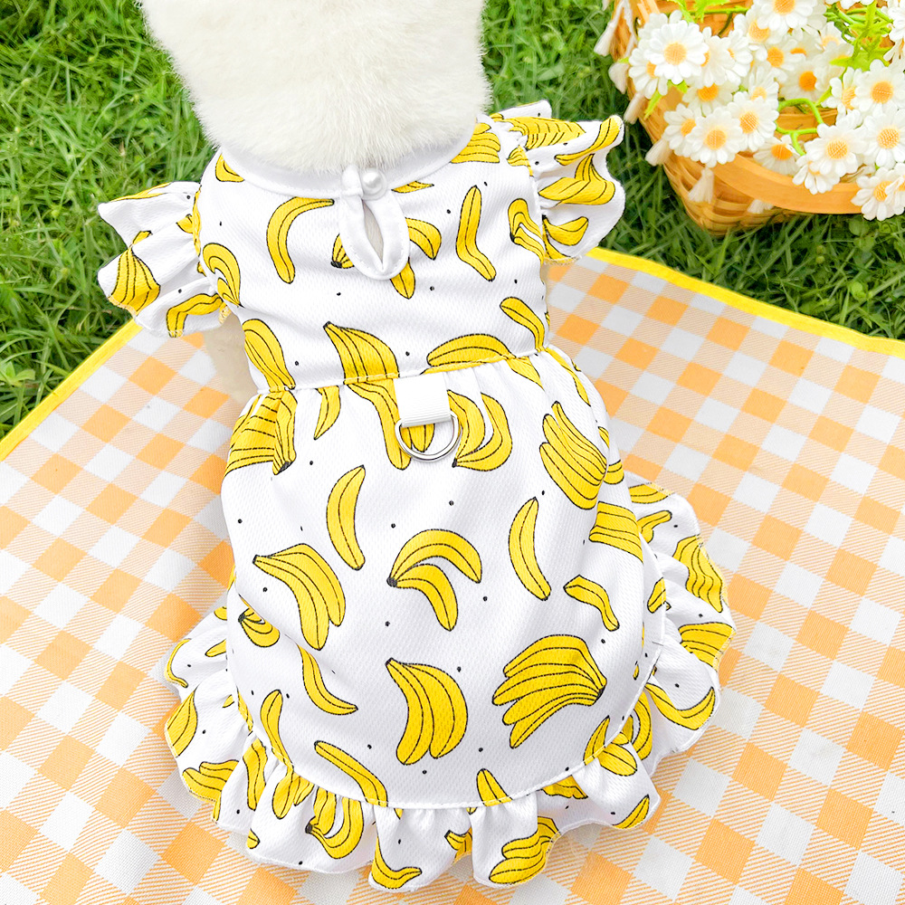 Fashion Cotton Dog Dress Fruit Pattern Breathable Puppy Printing Vest S/M/L Pet Clothes Cat Dog Puppy