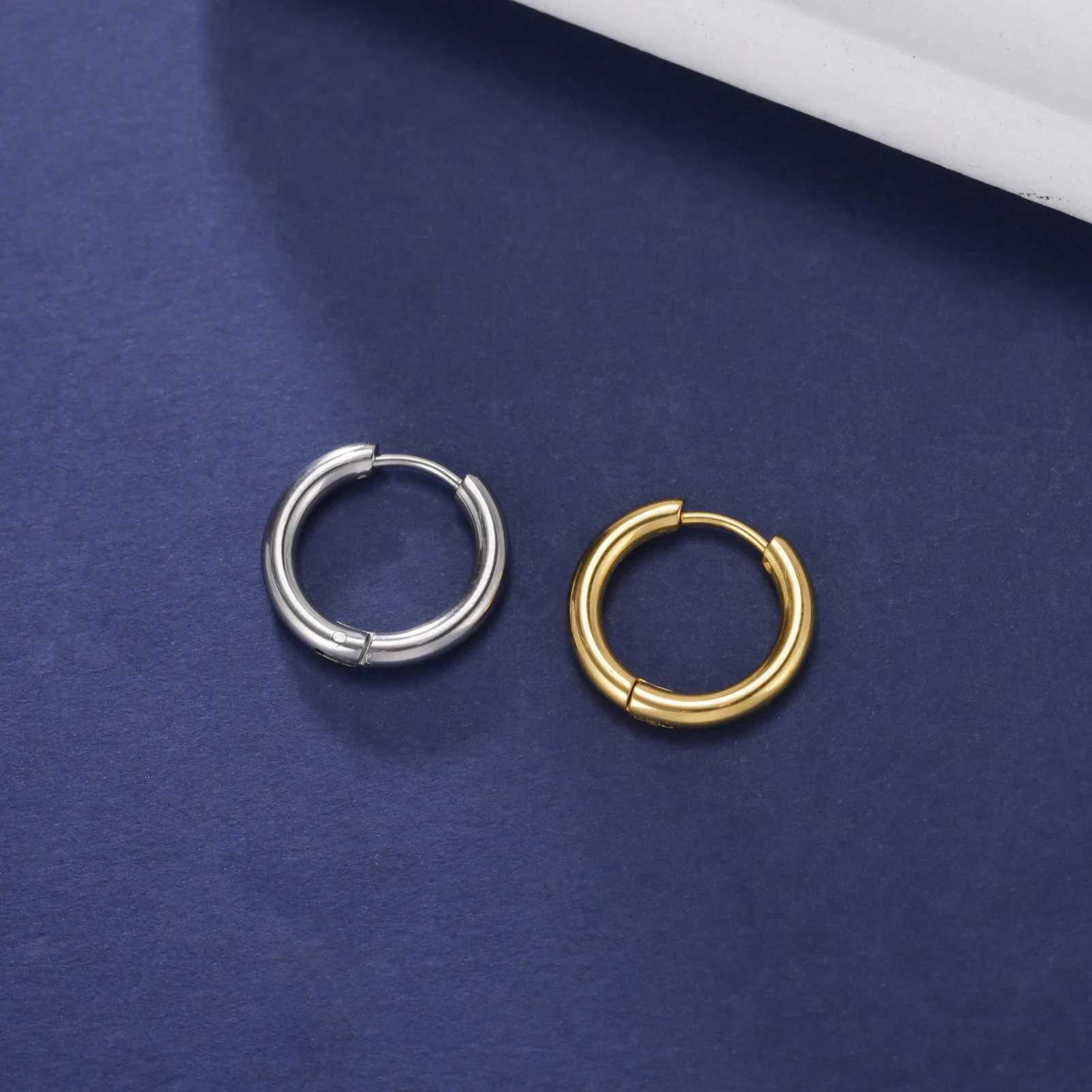 Skyrim 1pair Small Circle Round Hoop Earrings for Women Men Stainless Steel Fashion Minimalist Gold Color Earrings Jewelry GiftX240912