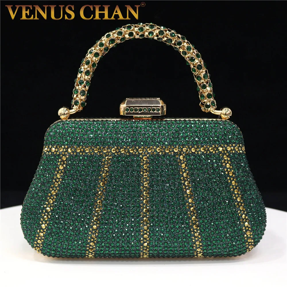 Fashionable handle clutch rhinestone embossed long chain bag in Nigeria 240910