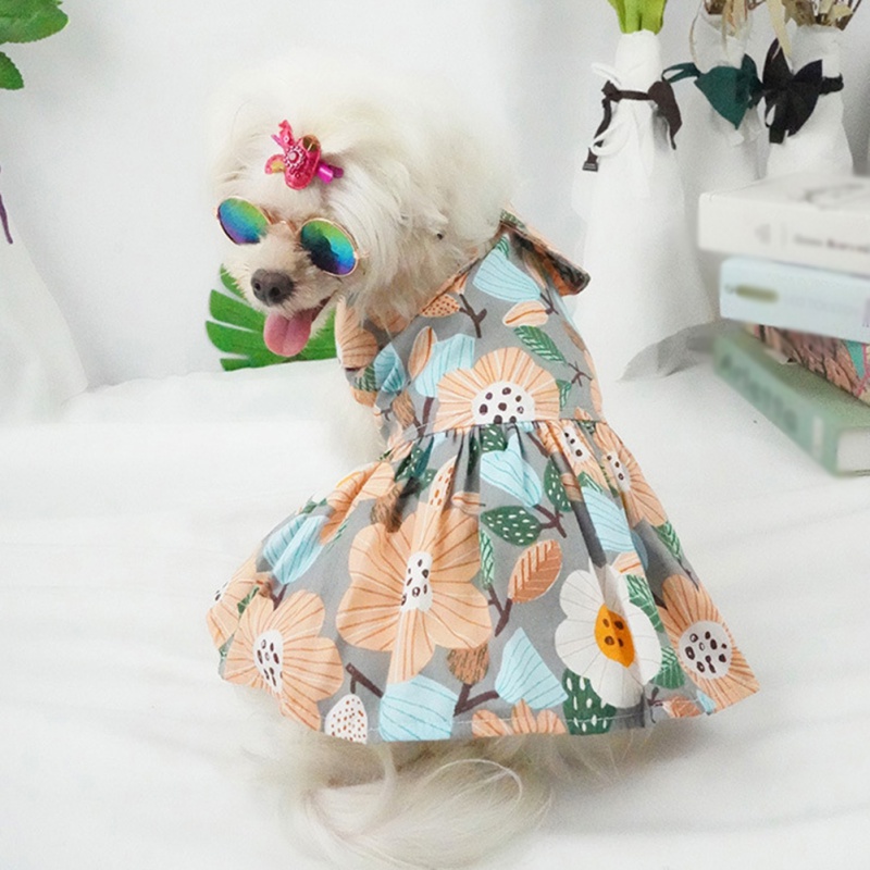 Summer Printed Pet Dog Cotton Dress Princess Skirts Pet Dress For Small Medium Dogs Skirt Dog Wedding Dresses York Clothes