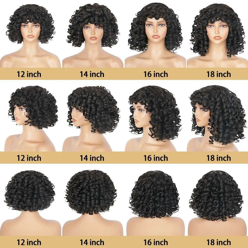 Egg Curls Bob With Bangs Brazilian Virgin Short Rose Wig For Women Glueless Bouncy Curly Human Hair Wigs