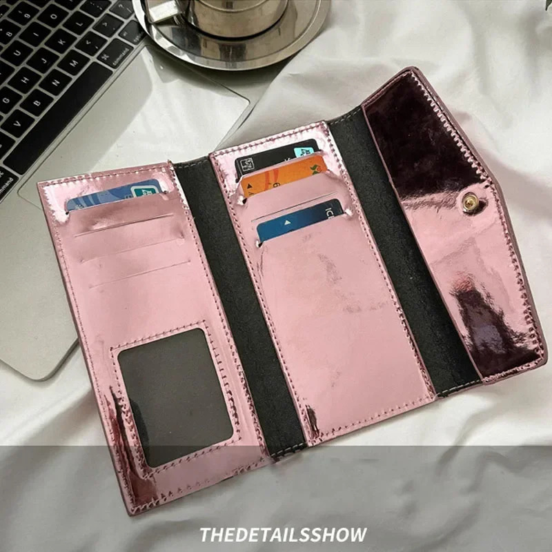 Fashion Women Long Patent Leather Wallets Purses Female Handbags Coin Purse Cards Holder ID Holder Foldable Wallet Lady Clutch 240909