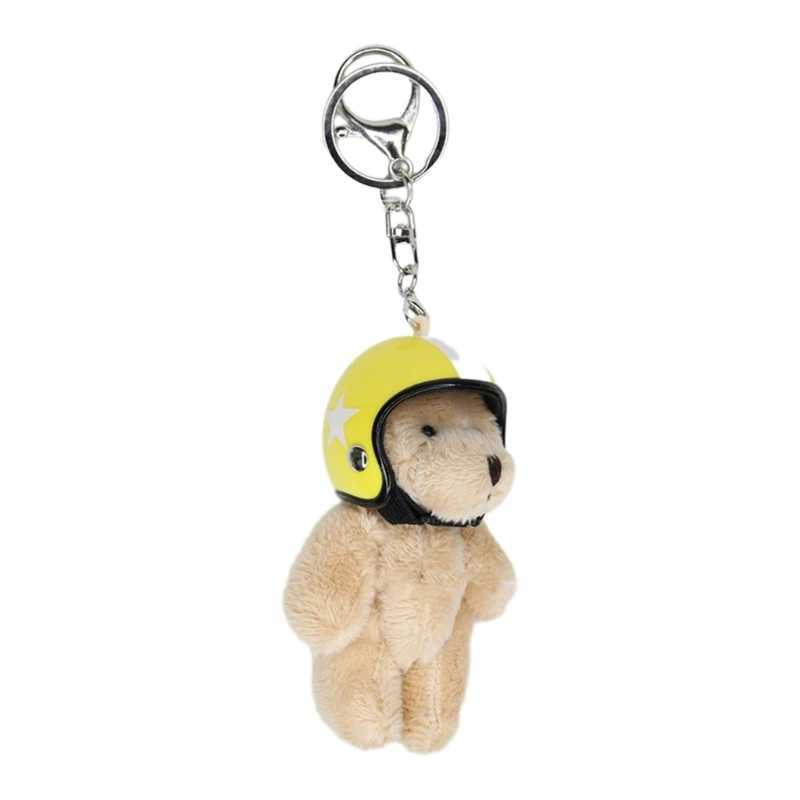 Cute helmet bear charm keychain cute Y2K plush decoration pendant car key ring backpack decoration bag charm jewelry W240911