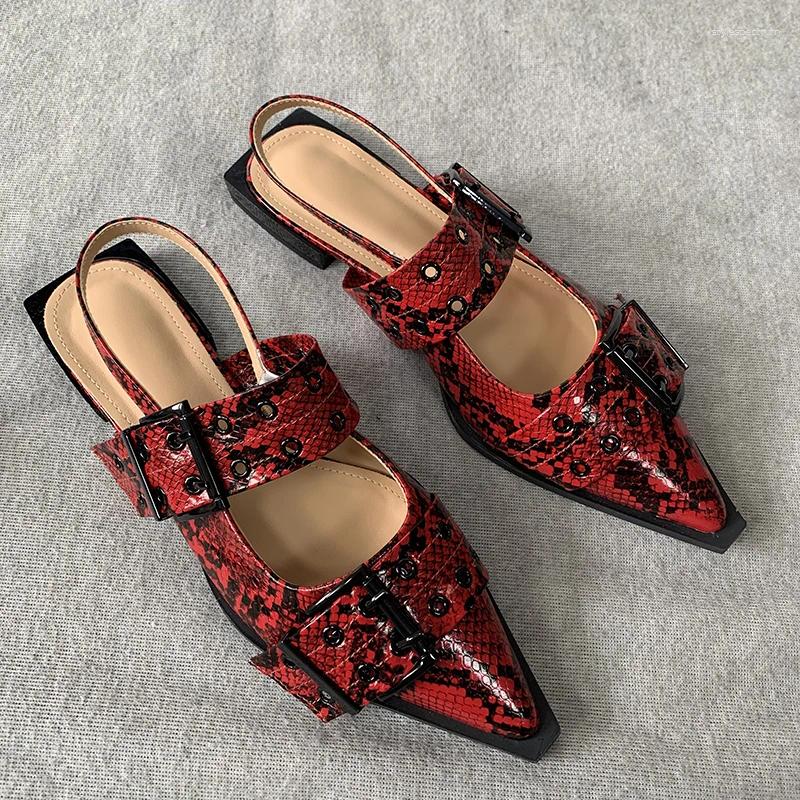 Dress Shoes Roman Female Big Size 43 Elegant Low Heels Sandals Women Slides Beach Shallow Black Mules Pointed Toe Ladies