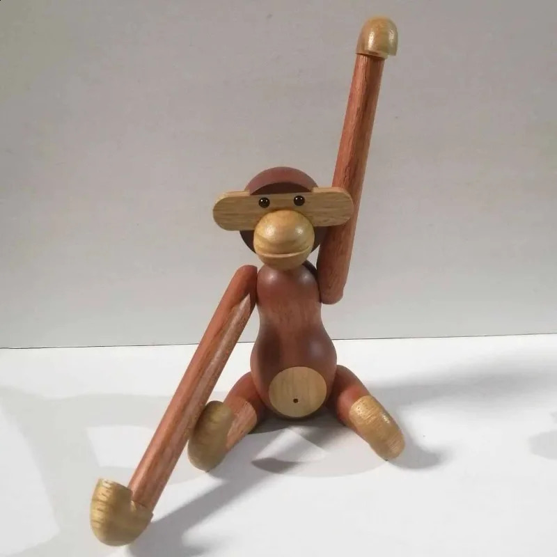 Wood Art Monkey Figurines Miniature Living Room Desktop Ornaments Creative Wall Hangings Interior Home Decoration Accessories 240902