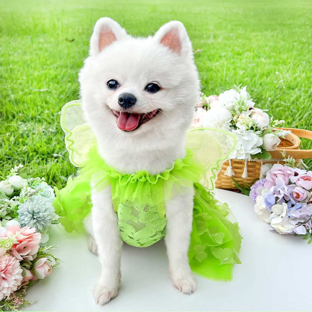 Luxury Girls Dog Weeding Dress Summer 7 Colors Bowtie Princess Dog Clothes D-Ring Cat Prom Dresses For Small Dogs Bichon Skirt