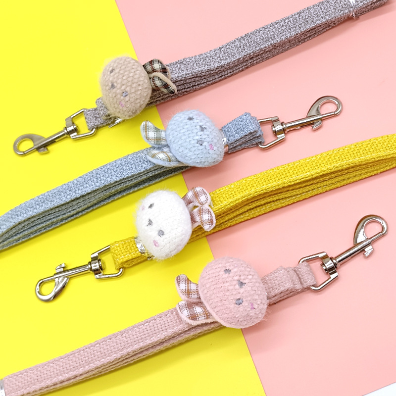 Puppy Harness and Leash Set, Adjustable Pet Leash and Harness with Cute Bunny Decoration & Hardware for Puppies and Cats Outdoor