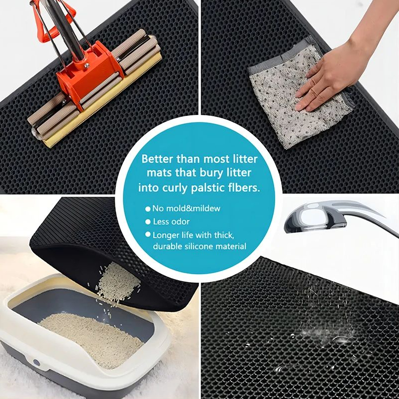 Pet Cat Litter Mat With Gift Double Layer Waterproof Pet Litter Box Mat Non-slip Sand Cat Pad Washable Bed Mat Clean Pad Product