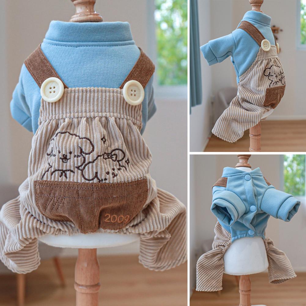 Cozy Pet Romper Fine Workmanship Pet Jumpsuit Round Neck Decorative Cartoon Pattern Pet Dog Four-legged Jumpsuit