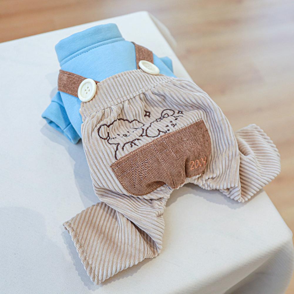 Cozy Pet Romper Fine Workmanship Pet Jumpsuit Round Neck Decorative Cartoon Pattern Pet Dog Four-legged Jumpsuit