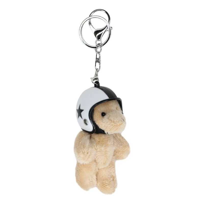 Cute helmet bear charm keychain cute Y2K plush decoration pendant car key ring backpack decoration bag charm jewelry W240911
