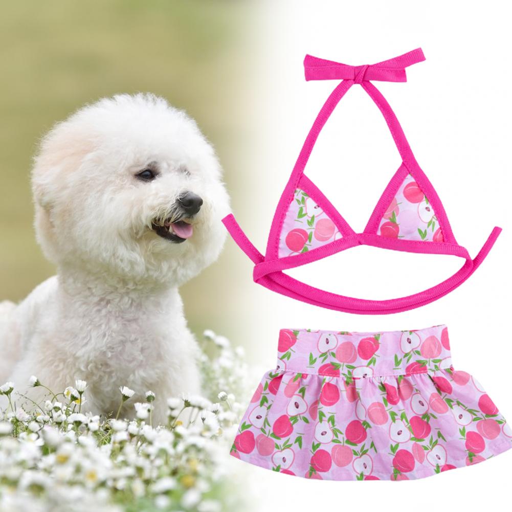 1 Set Pet Swimsuit Pretty Summer-Themed Dog Bikini Small Dogs Bathing Suits Breathable Dog Bikini