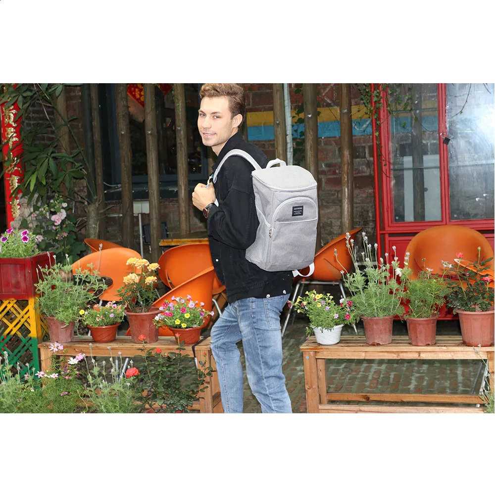 Large mens backpack for lunch and picnic waterproof food bag with bottle opener outdoor womens cooler beer 240910
