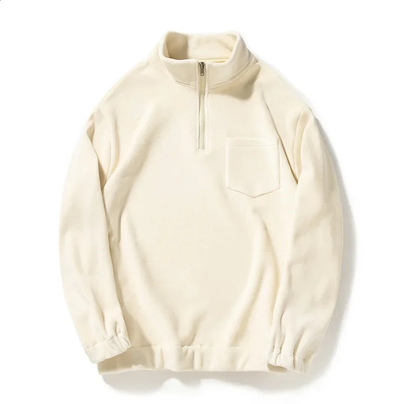 Stand Collar Hoodie Mens Autumn European American Retro Couple Half Zipper Austrian Grain Coat 240909