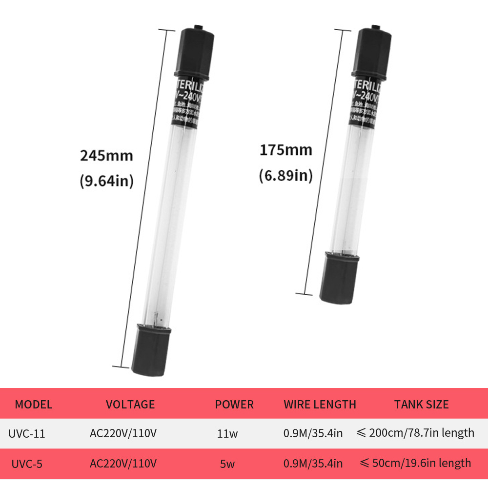 5W/11W Aquarium Clean Light UV Light Sanitizer 5w/11w Green Away For Fish Tank Water Treatment Light
