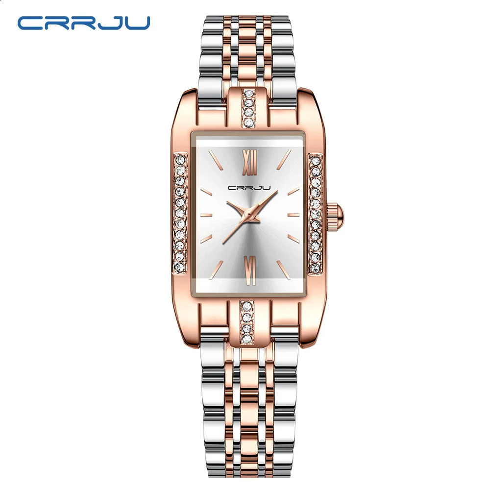 CRRJU Womens Watch Gold Diamond Quartz y Stainless Steel High Precision Waterproof 240912