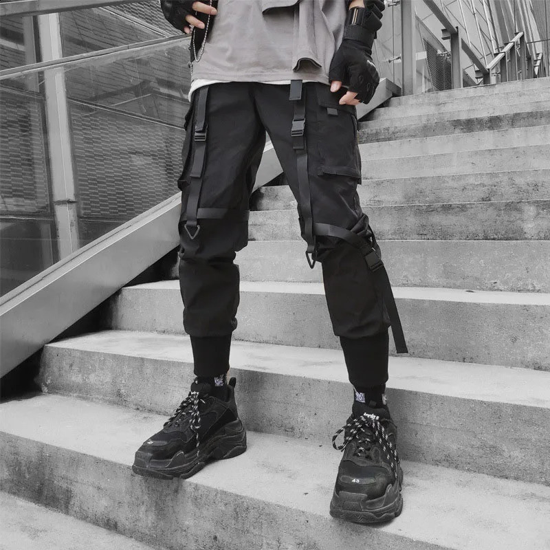 Mens jogging cargo pants with multiple pockets elastic waist harem pants mens casual hip-hop streetwear sports pants pencil pants Techwear 240911 w250