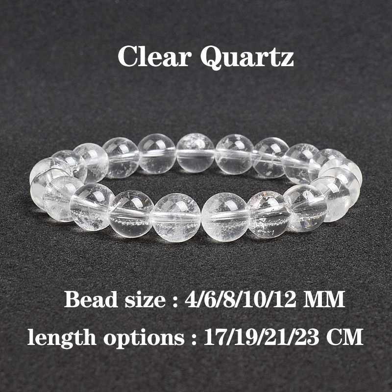Natural Clear Quartzs Bracelet White Transparency Healing Crystal Energy Stone Boho Reiki Gem Stone Beads Simple Yoga JewelryX240912