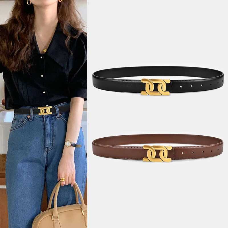 1 piece of womens retro with alloy buckle fashion belt casual jeans belt high-end pants belt W240912