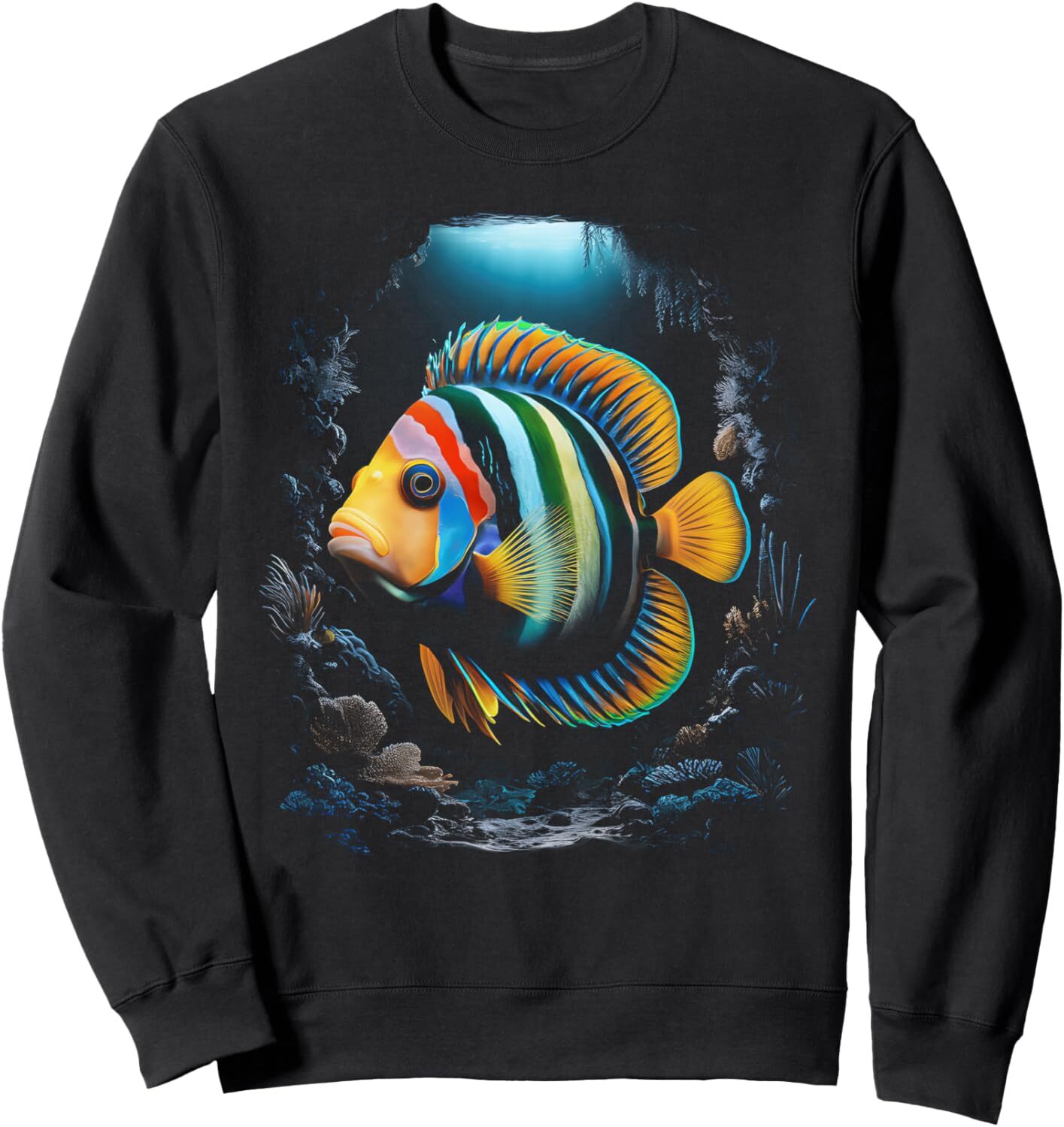 Long Sleeve Shirts for Men sweatshirt Angelfish Fish Tank Aquarium Reef Coral Sea Ocean Lover Sweatshirt Tee Streetwear Casual tops clothes