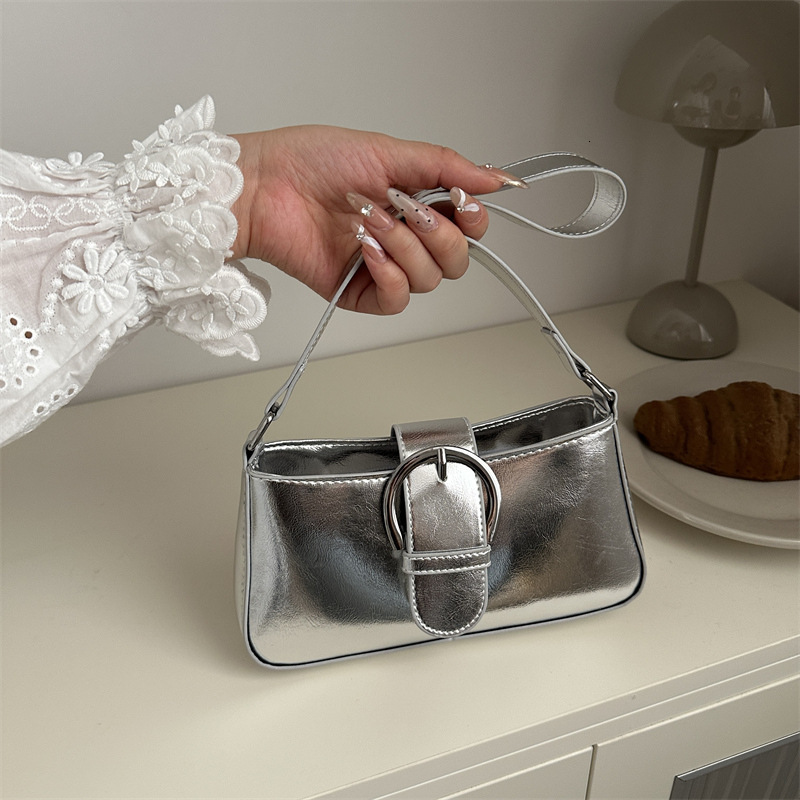 new Senior sense niche silver bag women all-shoulder armpit bag crossbody small square bag