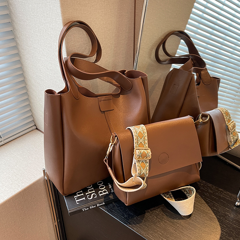 New Fashion Korean Handbag - hot Trendy Texture Wide Strap Large Capacity Tote Bag