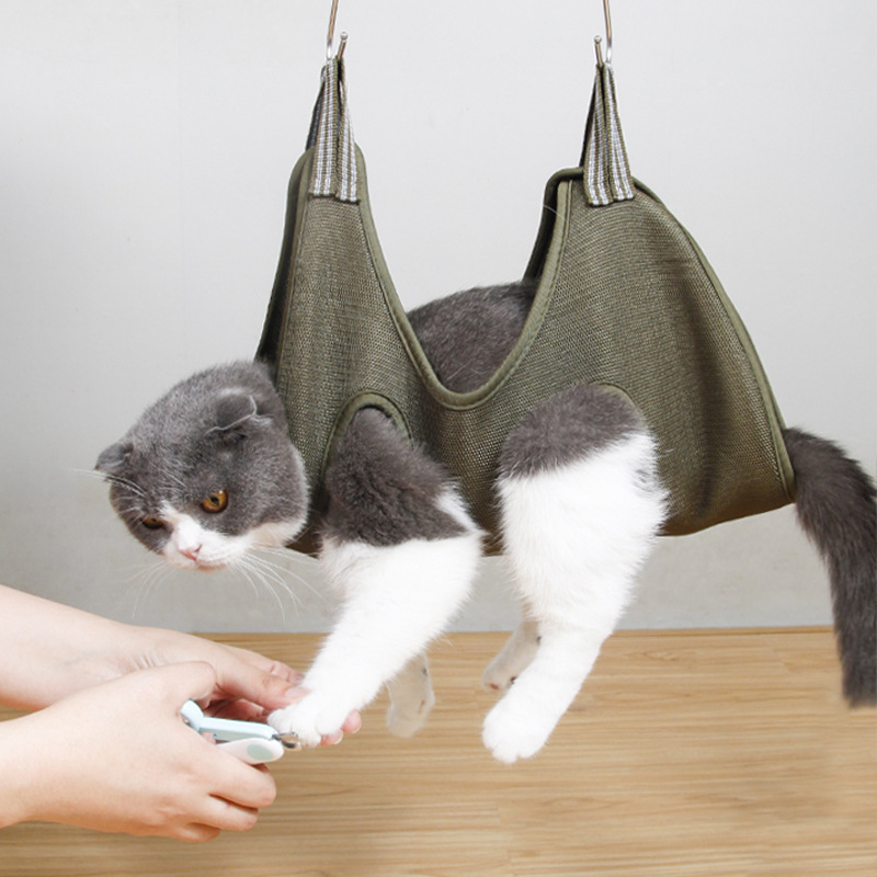 Cat Dog Grooming Hammock Fixed Bath Bag Nail Cutting Anti Scratch Cat Trimming Restraint Bag Cat Beauty Hanging Pet Supplies