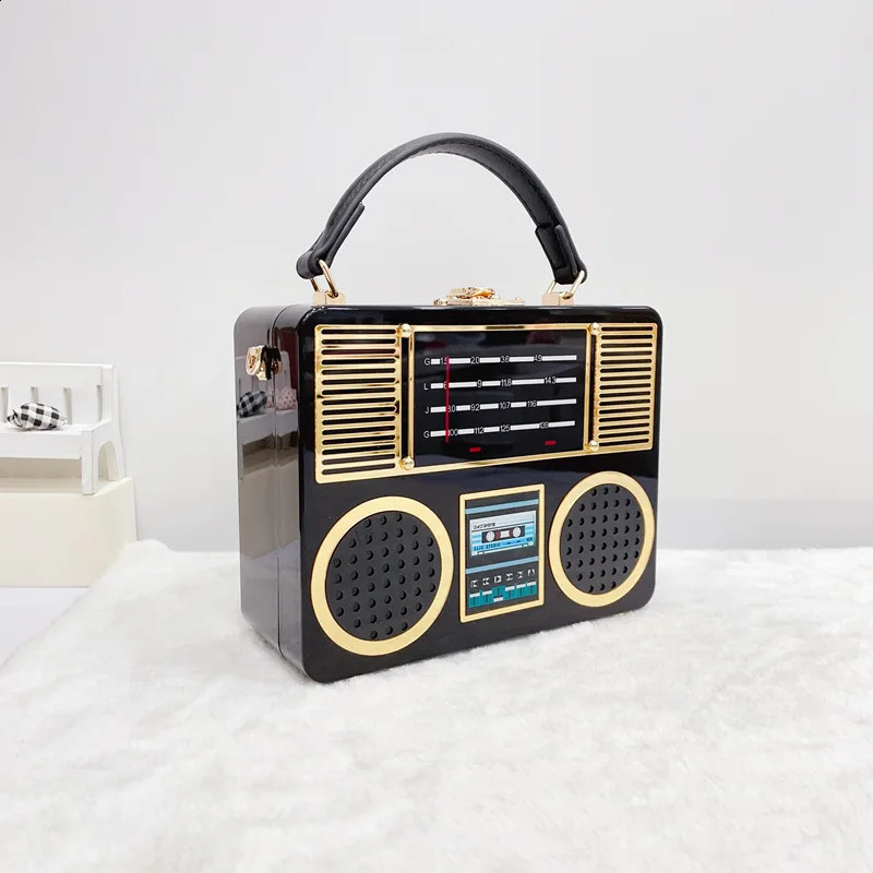 Vintage Radio Acrylic Bags For Women Box Shaped Clutch Purses and Handbag Elegant Evening Party Shoulder Crossbody Bag 240906 bb6c 4