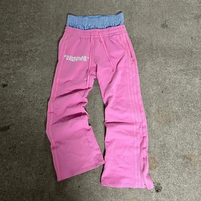 2024 Y2K retro fashion simple striped casual pants for men and women Harajuku straight high waist loose hip hop sweatpants 240911