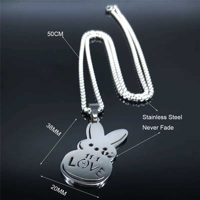 Kpop Lil Peep Rabbit Sad Love Couple Pendant Necklace Mens Stainless Steel Music Chain Jewelry Necklace Fans N4209 W240911