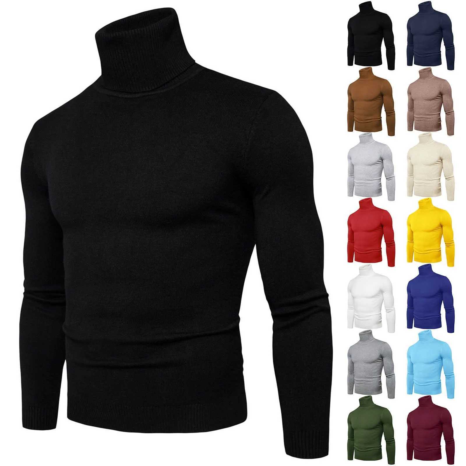 Spring 2024 Turtleneck Sweater Men Warm Knitted Solid Color Pullovers Mens Slim Fit Casual Turtleneck Knitwear Man SweatersX2409