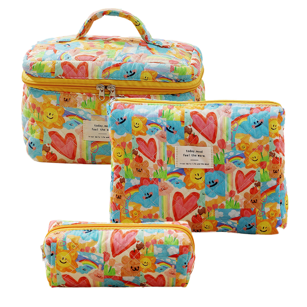 2024 New Pink Ribbon Bow Makeup Bag Korean Style Sweet Girl Student Large Capacity Toilet Bag Pillow Shaped Quilted Handbag
