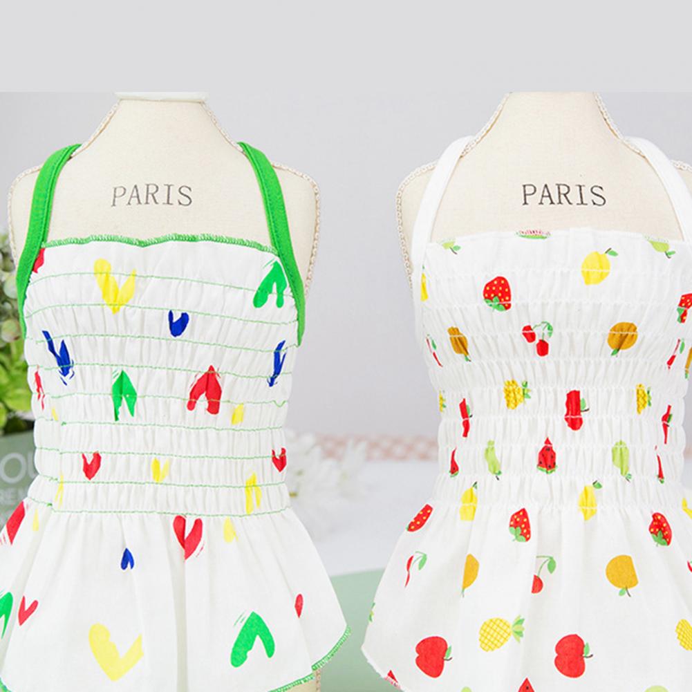 Summer Dog Dress Cartoon Pattern Decorating Cat Puppy Sling Dress Adorable Pullover Loose Neck Kitten Costume For Home Wear