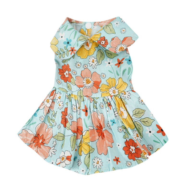 Summer Printed Pet Dog Cotton Dress Princess Skirts Pet Dress For Small Medium Dogs Skirt Dog Wedding Dresses York Clothes