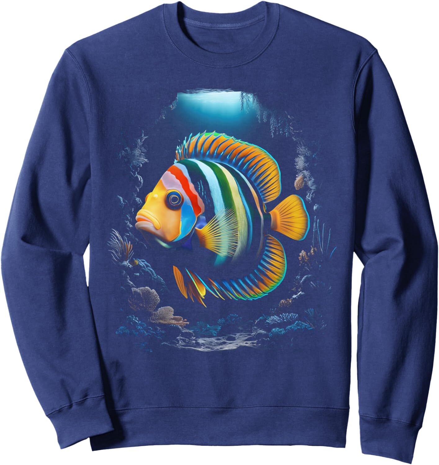 Long Sleeve Shirts for Men sweatshirt Angelfish Fish Tank Aquarium Reef Coral Sea Ocean Lover Sweatshirt Tee Streetwear Casual tops clothes