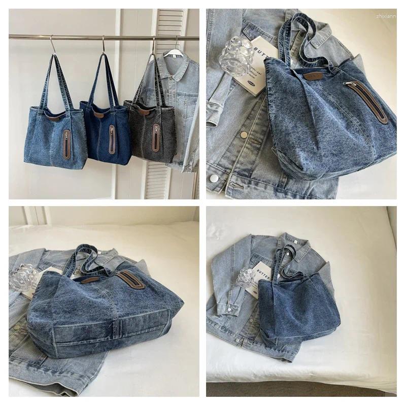 2025 NEW Totes Black Denim Women's Bag Jeans Handbag Canvas Shoulder Shopping Messenger Y2K Eco Korean Tote Chic Side zhanyishengli