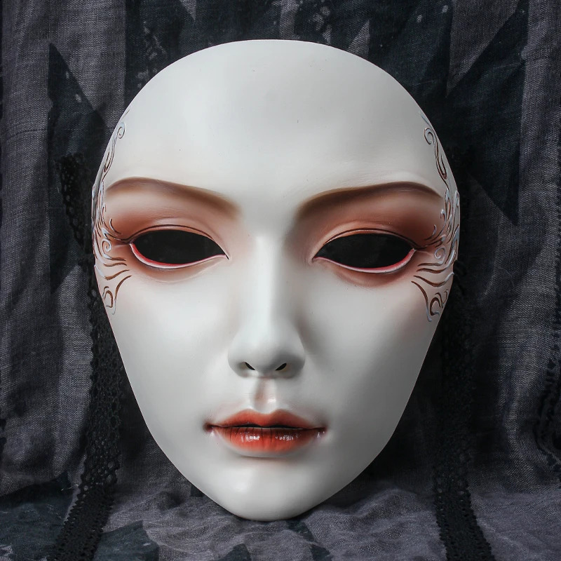 Full Face Mask Chinese Style Party Mysterious Dress Hand-painted Hanfu 240910