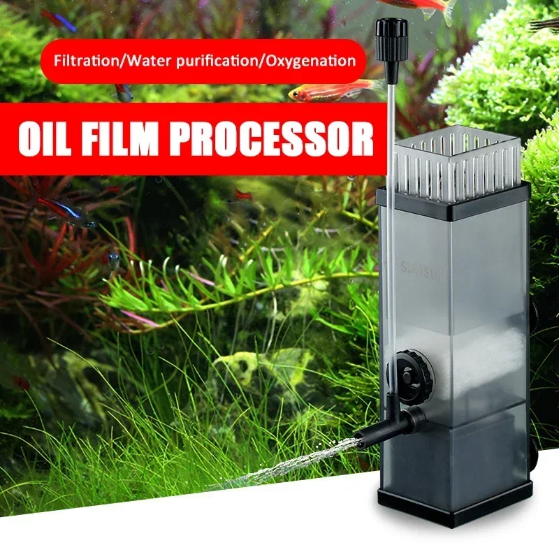 Oil Film Remover Fish Tank Aquarium Filter Surface Skimmer Water Air Oxygen Adjustable Water Pump Oxygenation Pump Filter Sponge